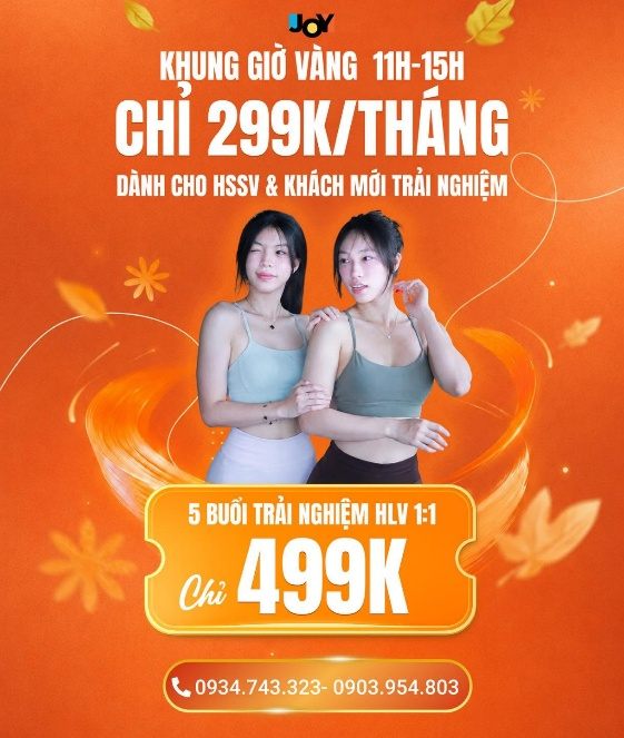 Chương trình ưu đãi đang áp dụng tại Joy Fitness và Yoga